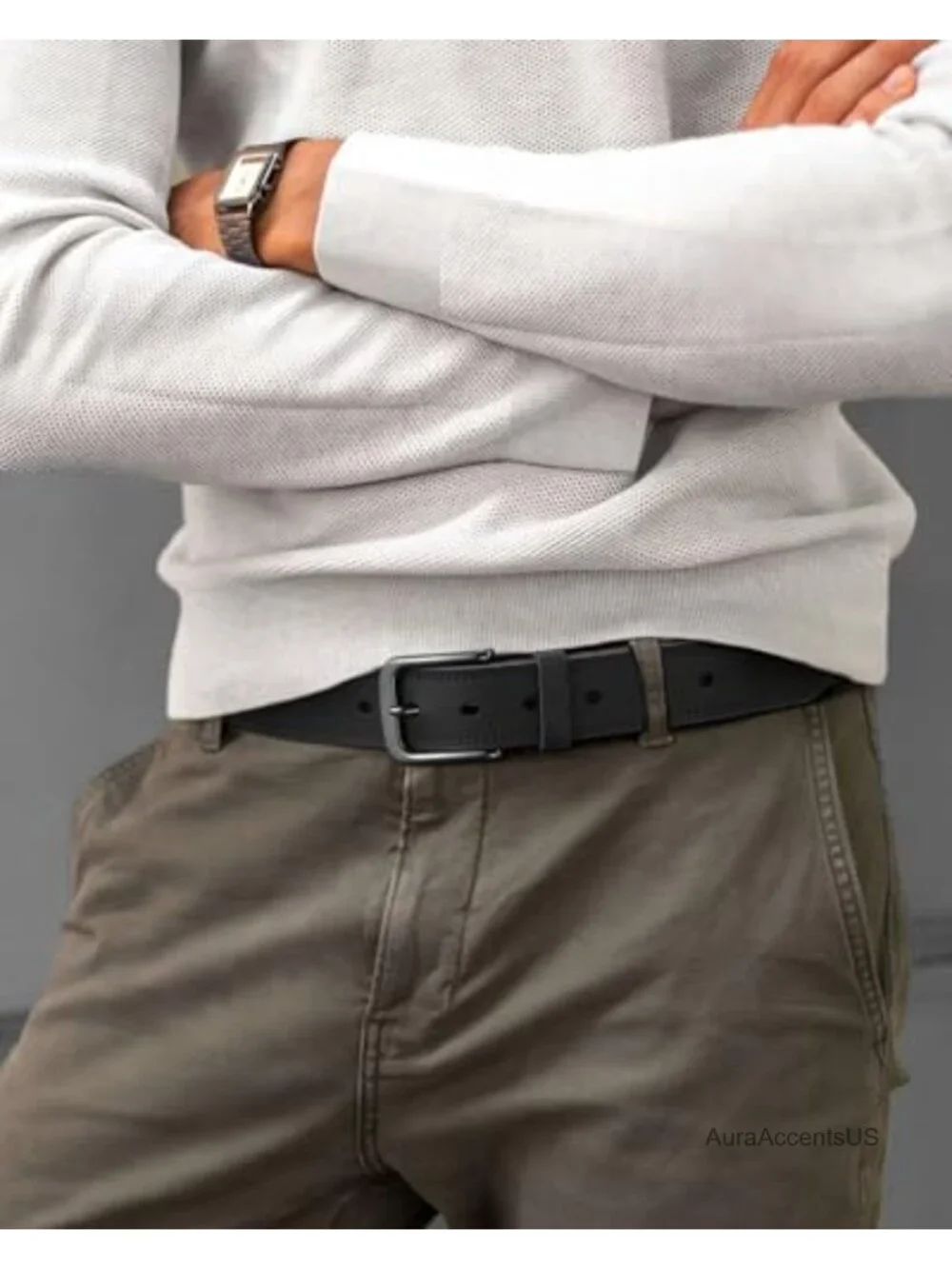 Genuine Leather Belt for Jeans, Heavyweight 35mm Classic Buckle, Adult Men's